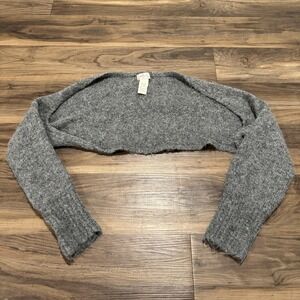 Free People Shrug Sweater Womens One Size Gray Wool Blend Knit Bolero Cropped